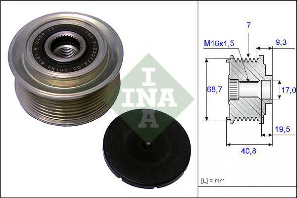 INA 535007910-ALTERNATÖR KASNAĞI RULMANLI HYUNDAI H1 STAREX 2.5 CRDİ 03-07 -KIA SORENTO 2.5 CR