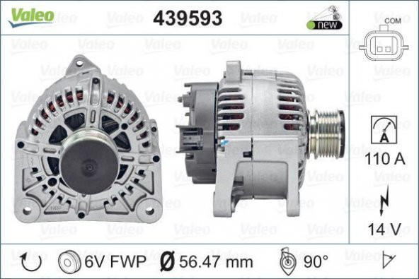 VALEO 439593-ALTERNATOR 14V 110A TG11C041 TG11C066 (RENAULT: MEGANE II)