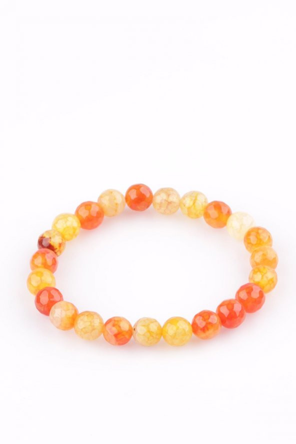 Akik Doğal Taş Bileklik 8 mm Fasetli Küre Kesim - Resim 2