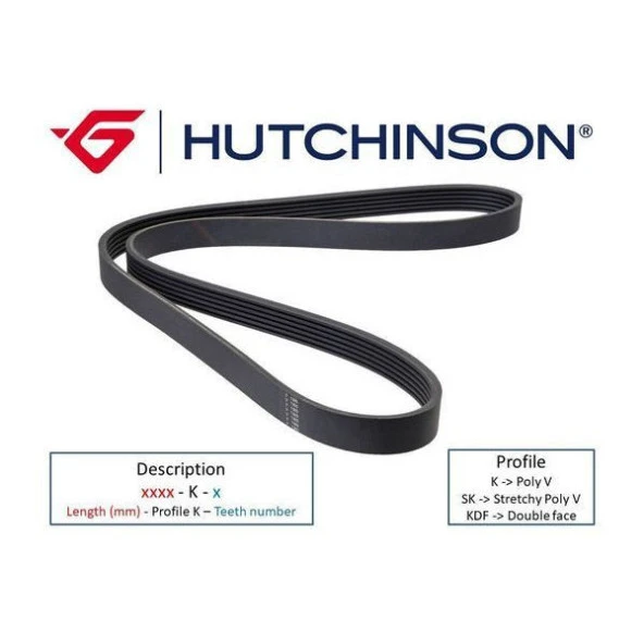 HUTCHINSON 1220 K 6 KANALLI KAYIŞ C4-C5-SCUDO-FOCUS 3 -LGN III-MEGANE 3 2.0 16V