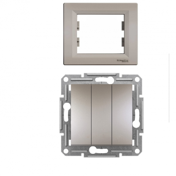 SCHNEİDER ASFORA BRONZ 3LÜ ANAHTAR (ÇERÇEVELİ) ürün görseli