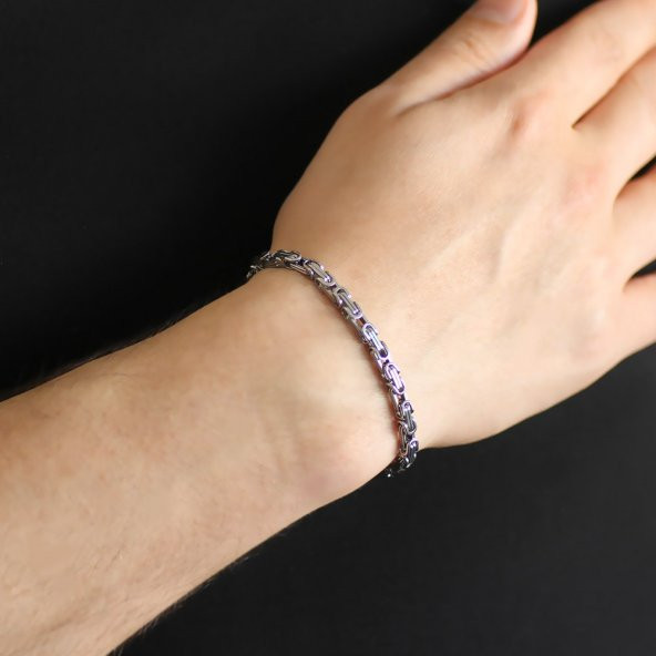 Nipora Silver Renk Kalınlık 5 mm 317L Çelik Kral Bileklik - 3
