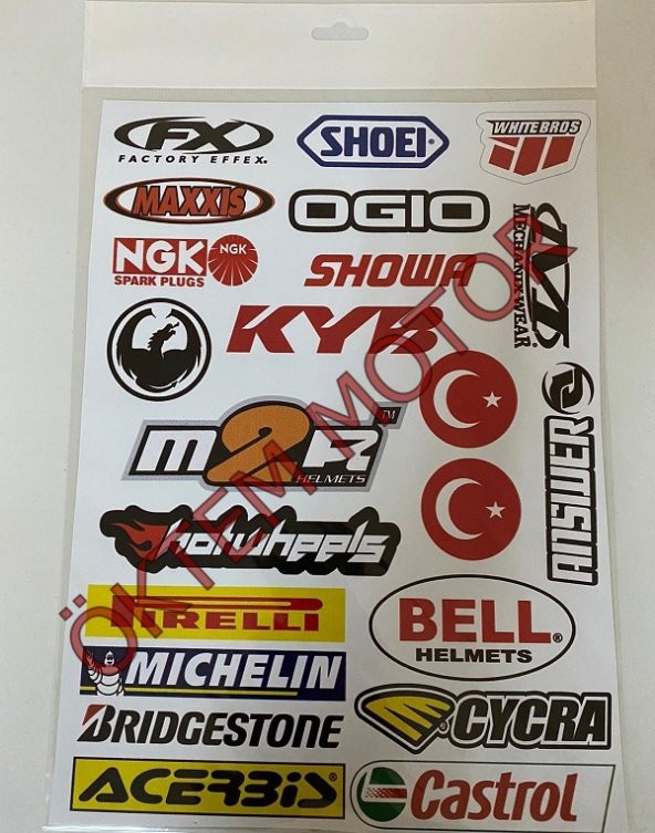 MOTOSİKLET CROSS STİCKER SETİ KARIŞIK A4