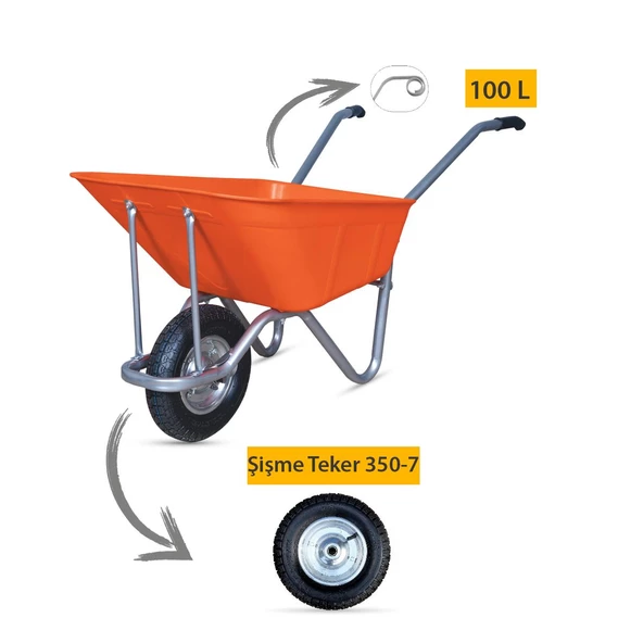 Kanat Megaplast El Arabası -100 Litre - 4