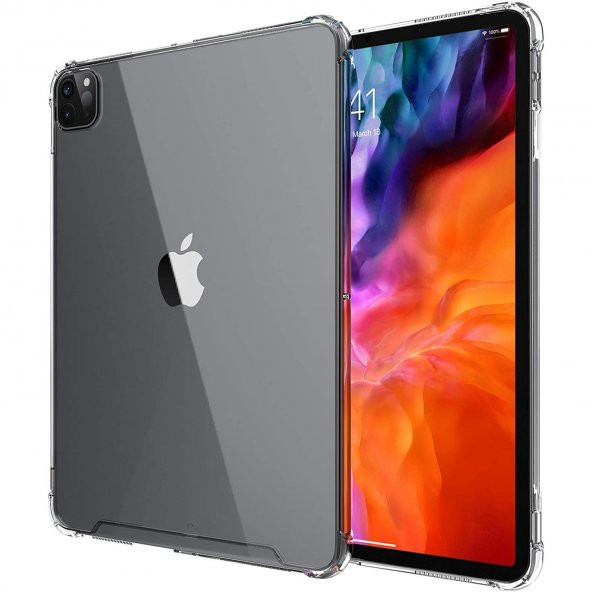 Apple iPad Pro 11 2021 M1 ÇİPLİ Antişok Özellikli Şeffaf Tablet Kılıf+NANO EKRAN KORUYUCU