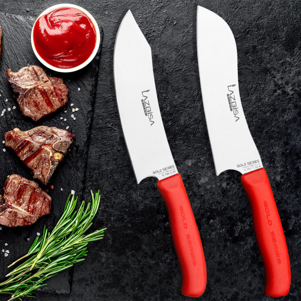 Lazbisa Red Gold 2' Li Mutfak Bıçak Seti Et Ekmek Sebze Meyve Şef Bıçağı