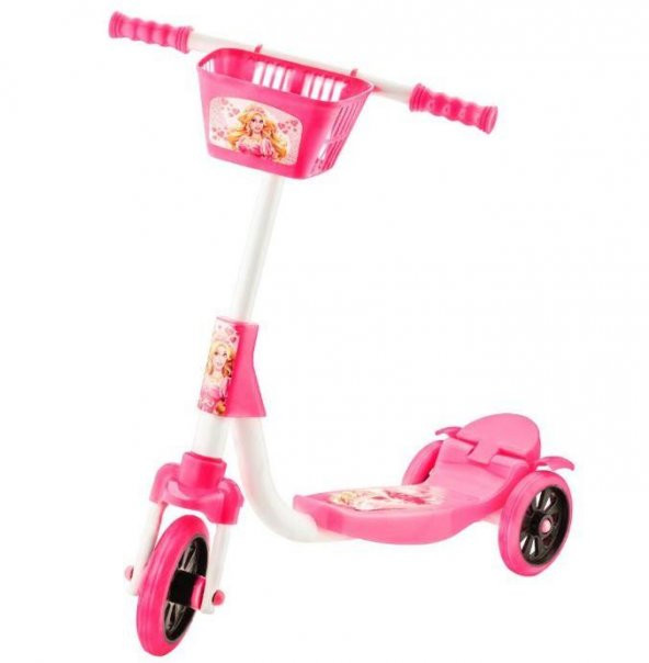 Barbie 3 Tekerlekli Scooter - Sepetli Scooter - Frenli Scooter - Çocuk Scooter