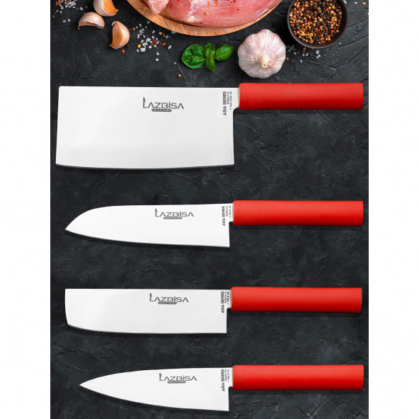 Lazbisa Asia 4 Parça Mutfak Bıçak Seti Et Ekmek Sebze Meyve Soğan Salata Şef Bıçak Seti