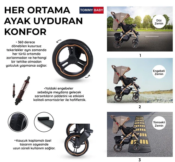 Tommybaby Tornado Plus Gold Alüminyum Lüx Çift Yön Bebek Arabası - 12