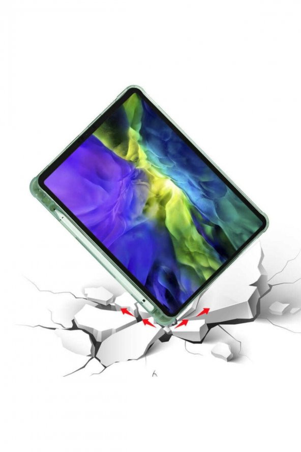 Apple iPad Air 3 Kılıf Kalem Bölmeli Silikon Smart Cover + Nano Ekran Koruyucu - 2