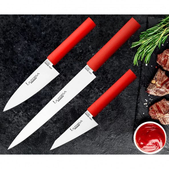 Lazbisa Asia 3 Parça Mutfak Bıçak Seti Et Ekmek Sebze Meyve Soğan Salata Şef Bıçak