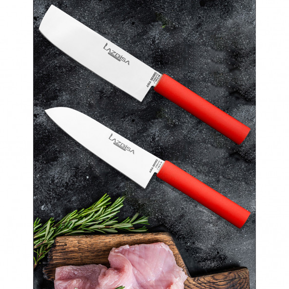 Lazbisa Asia 2 Parça Mutfak Bıçak Seti Et Ekmek Sebze Meyve Soğan Salata Şef Bıçak Seti