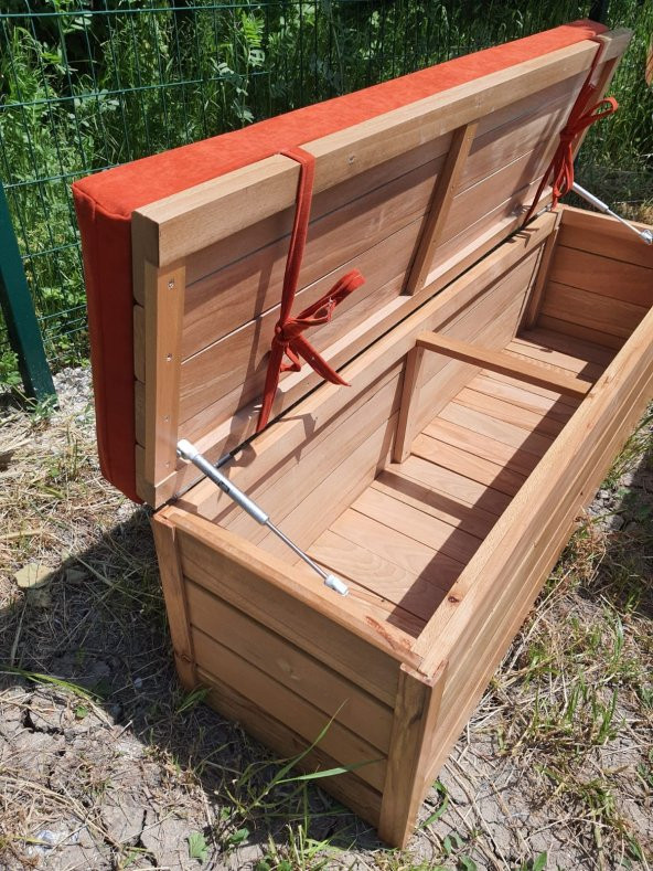 SAĞLAM LÜKS AHŞAP BAHÇE SANDIK SEDİR (120x45x45) KALIN AHŞAP BAHÇE DEPOLAMA - 2