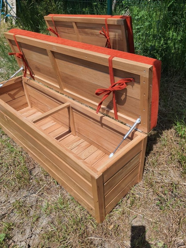 SAĞLAM LÜKS AHŞAP BAHÇE SANDIK SEDİR (120x45x45) KALIN AHŞAP BAHÇE DEPOLAMA - 3