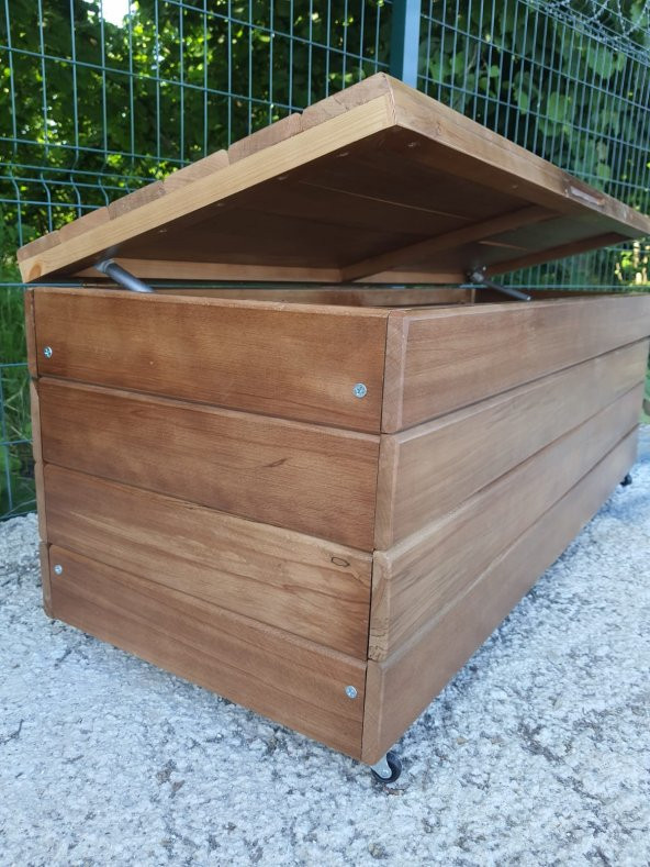 SAĞLAM LÜKS AHŞAP BAHÇE DOLABI (140x45x45) BUĞLEM AHŞAP BAHÇE SANDIĞI SEDİRİ - 2