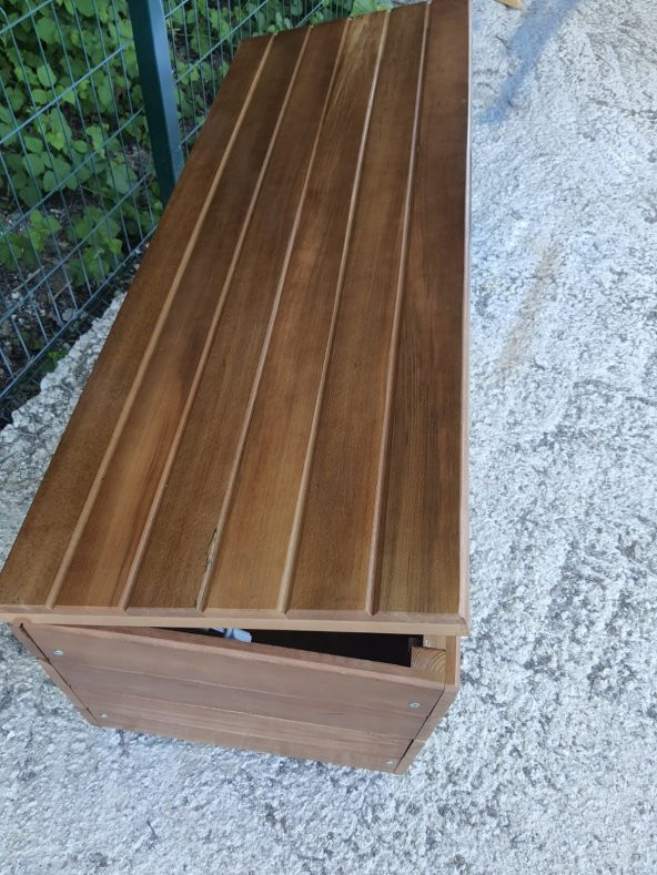 SAĞLAM LÜKS AHŞAP BAHÇE DOLABI (140x45x45) BUĞLEM AHŞAP BAHÇE SANDIĞI SEDİRİ - 7