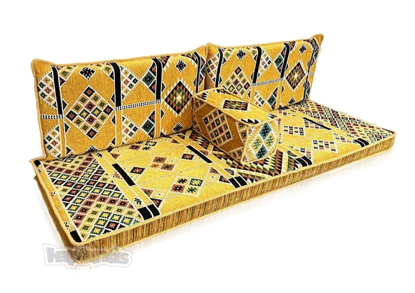 Shark Anatolia Kilim Desenli Şark Köşesi İkili Sedir Takımı Hardal - 3