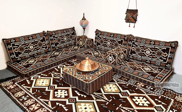 Shark Anatolia Anadolu Şark Köşesi İkili Sedir Takımı Kahve - 6