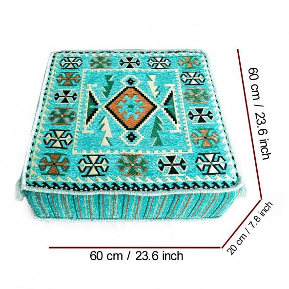 Shark Anatolia Şark Köşesi Masası Puf Kilim Turkuaz - 2