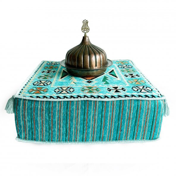 Shark Anatolia Şark Köşesi Masası Puf Kilim Turkuaz - 5