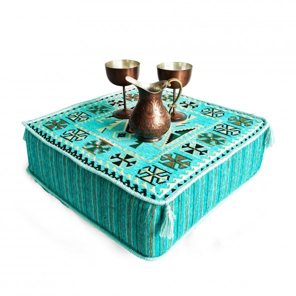 Shark Anatolia Şark Köşesi Masası Puf Kilim Turkuaz - 6