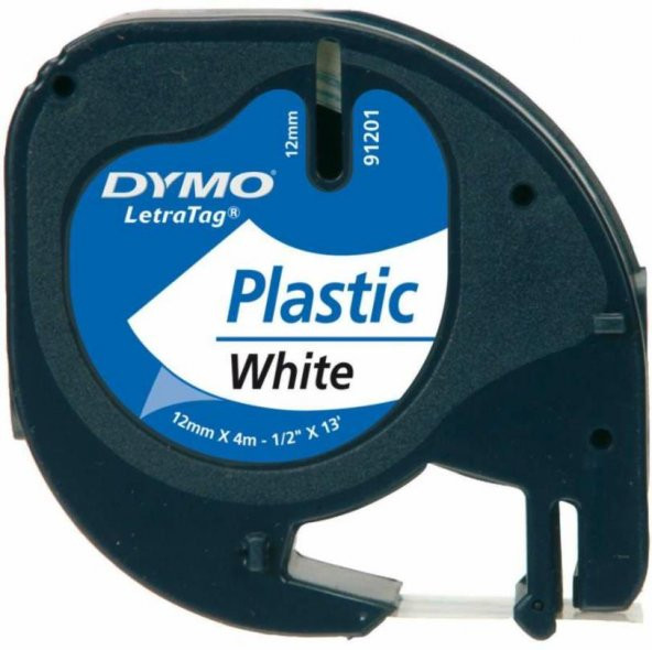 Dymo Letratag Şerit Plastik 12 mm x 4 Mt Beyaz 91201 S0721660