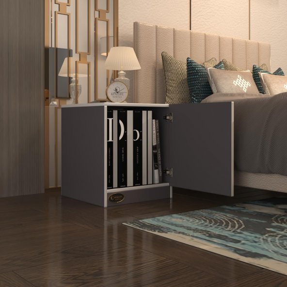 Kenzlife kapaklı mutfak dolabı melek29 gri 039x029x29 banyo ofis komodin (m) - Resim 2