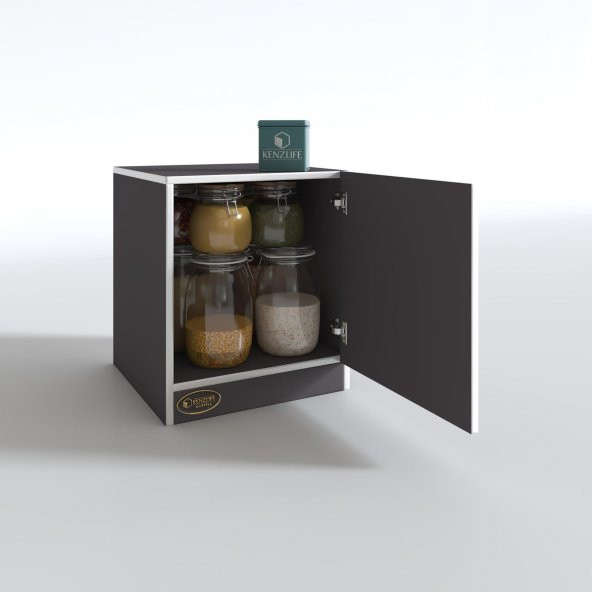 Kenzlife kapaklı mutfak dolabı melek29 gri 039x029x29 banyo ofis komodin (m) - Resim 5