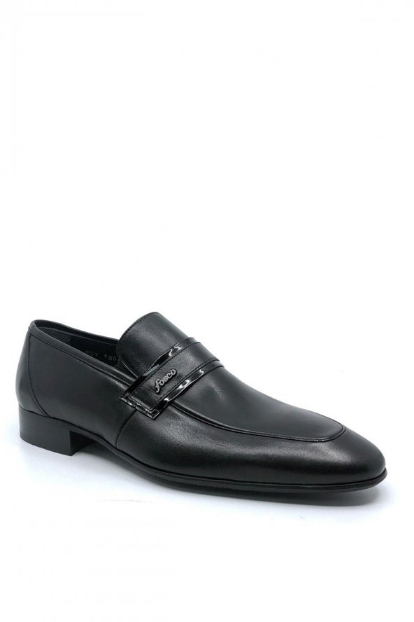 Fosco 9006 Erkek Siyah Hakiki Deri Bağcıksız Klasik Ayakkabı