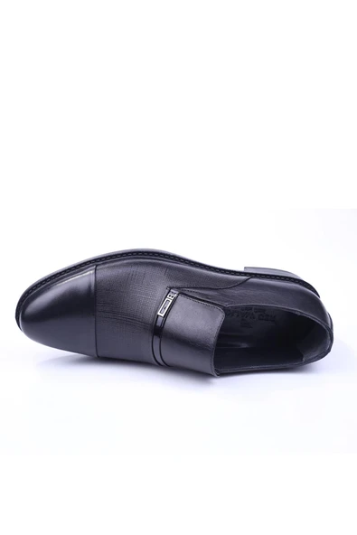 Red Walker 1697 Erkek Hakiki Deri Siyah Bağcıksız Klasik Ayakkabı - Resim 4