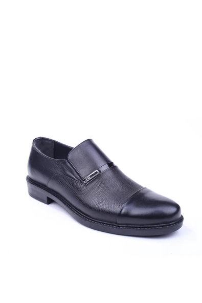 Red Walker 1697 Erkek Hakiki Deri Siyah Bağcıksız Klasik Ayakkabı ürün görseli 1