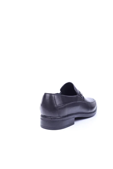 Red Walker 2030 Erkek Hakiki Deri Siyah Bağcıksız Klasik Ayakkabı - Resim 3