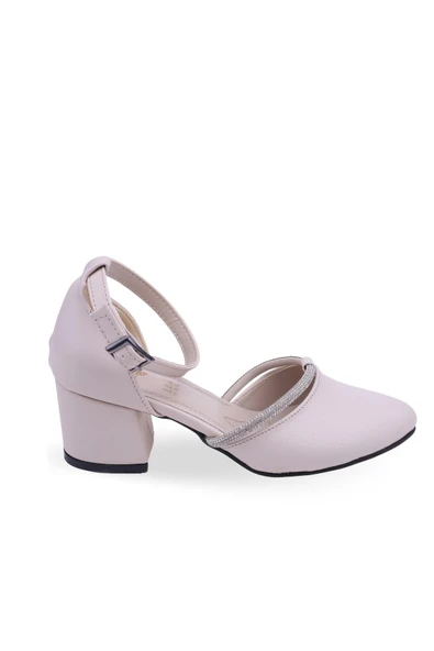 Sedef 399 Kadın 5,5 cm Topuk Bilekten Bağlamalı Taşlı Ayakkabı - Resim 4