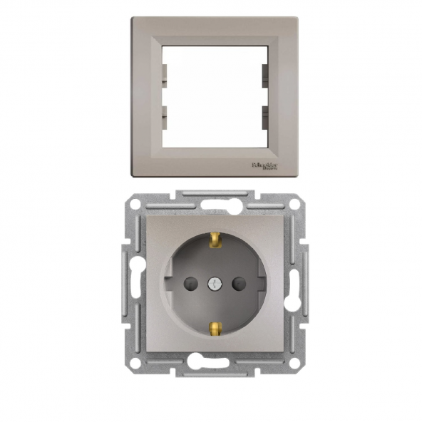 SCHNEİDER ASFORA BRONZ TOPRAKLI PRİZ (Ç.K) (ÇERÇEVELİ) ürün görseli