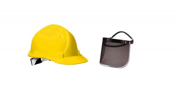 Essafe Vidalı Sarı Barete Monte Yüz Koruyucu Tel Örgü Siperlik