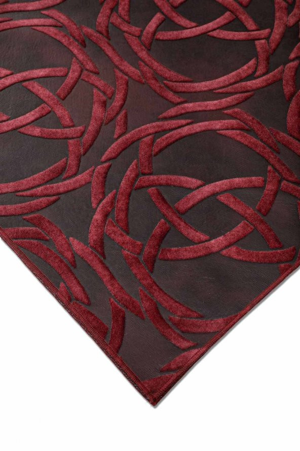140X40 Deri Runner Bordo Kadife Desen - 2