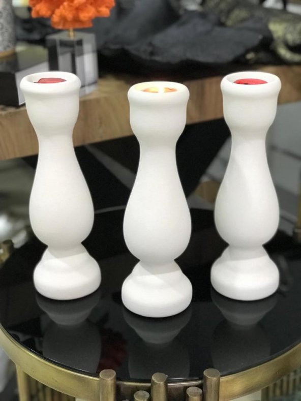 Dekoratif 3 lü Seramik Şamdan