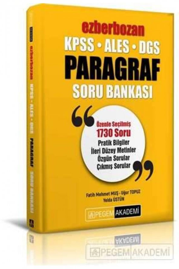 PEGEM ALES DGS Ezberbozan Paragraf Soru Bankası