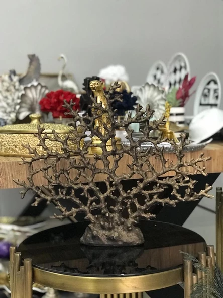 Dekoratif Mercan Çok Dallı Hayat Ağacı Biblo - 4