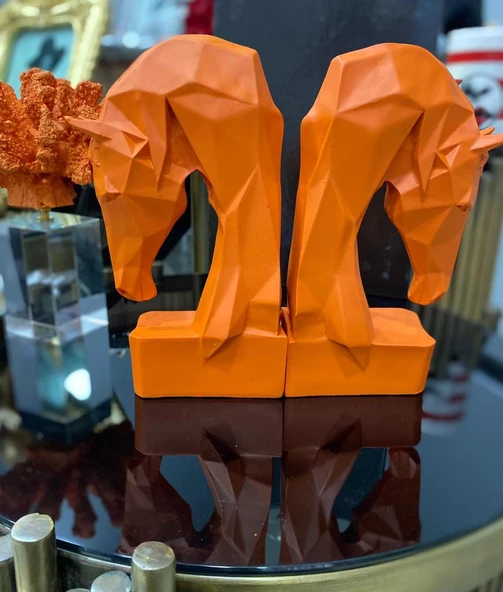 Dekoratif Kitap Tutucu Kübik At Figürlü 2 Li (Polyester) - 7
