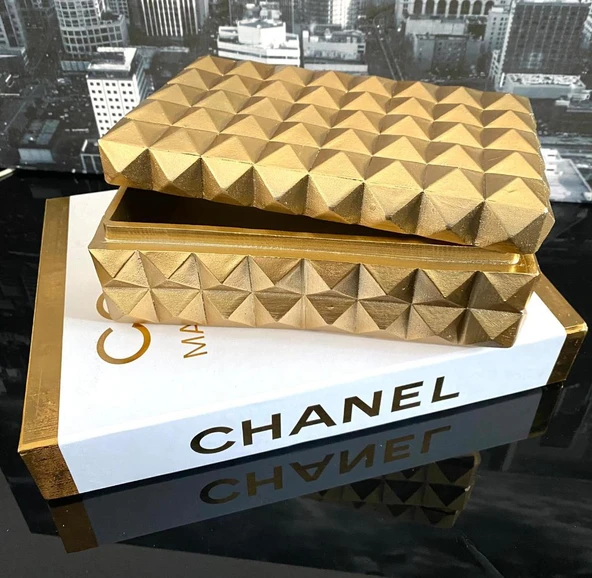 DEKORATİF TAKI KUTUSU GOLD RENKLİ - 3