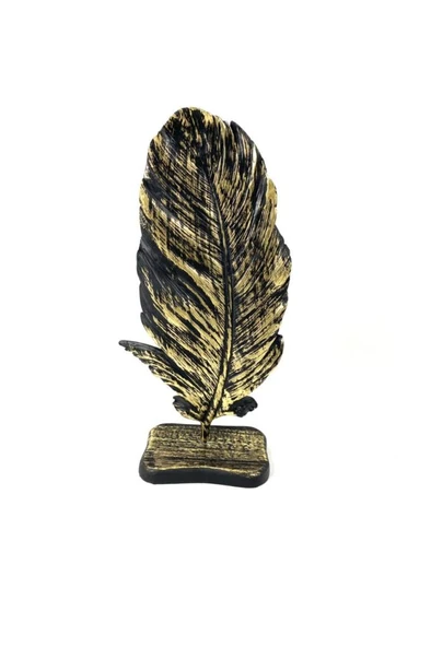 Dekoratif Tüy Yaprak Siyah Gold ürün görseli 1