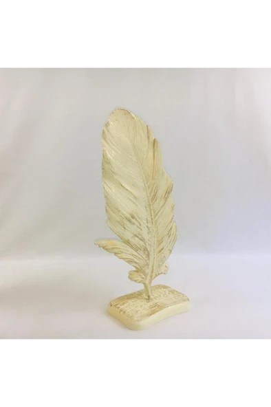 Dekoratif Tüy Yaprak Krem Gold