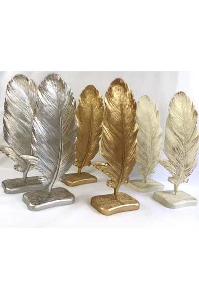 Dekoratif Tüy Yaprak Krem Gold - 3
