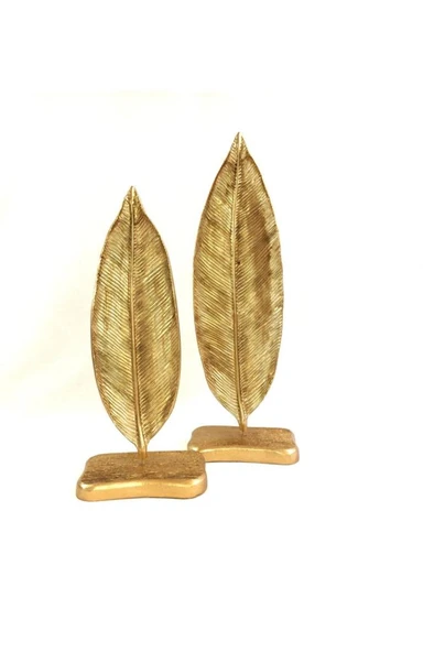 2 Li Dekoratif Kaideli Yaprak Gold