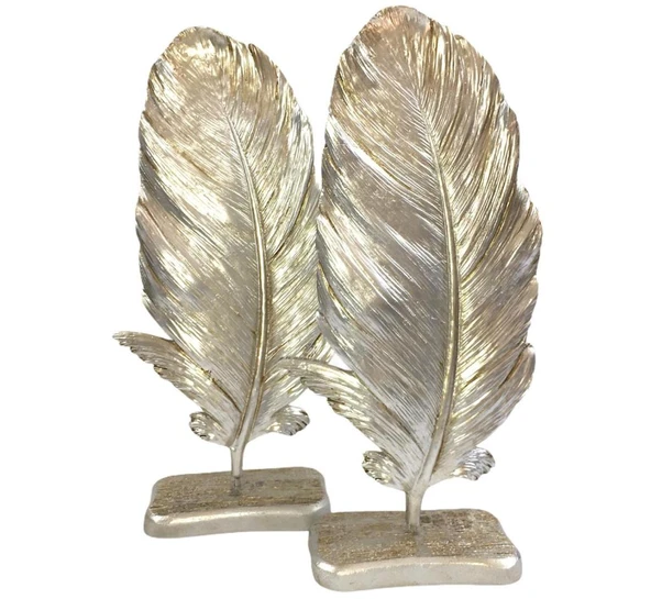 DEKORATİF  TÜY YAPRAK GÜMÜŞ - 3