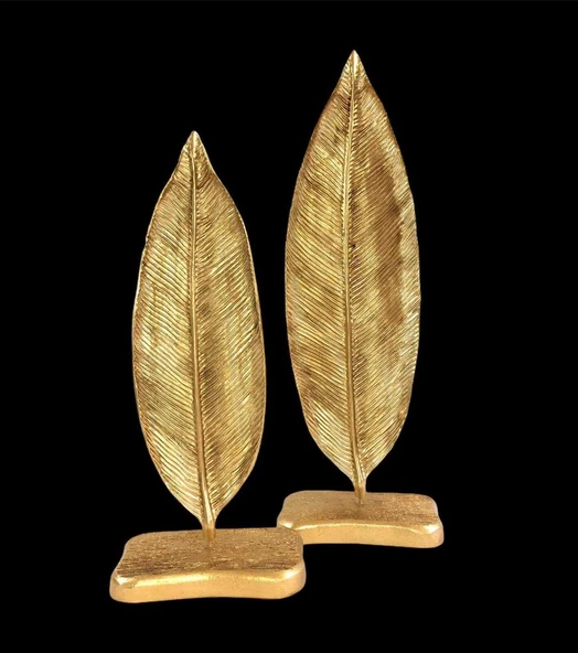 2 Lİ DEKORATİF KAİDELİ YAPRAK GOLD - 2