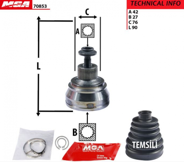 MGA-70853-AKS KAFASI DIŞ SAĞ-SOL AUDIŞ: A4 1.8 - 2.0 TDIŞ08-15