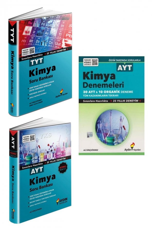 Aydın Yayınları TYT-AYT Kimya Soru ve Organik Kimya Deneme 3 Kitap