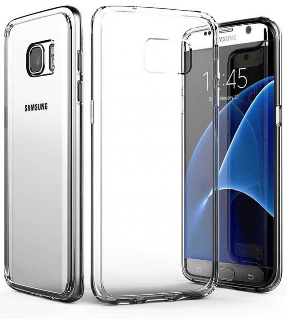 Samsung Galaxy S7 Edge Kılıf Zore Süper Silikon Şeffaf Kılıf